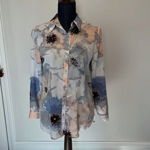 Chicos size 0 watercolor button down blouse